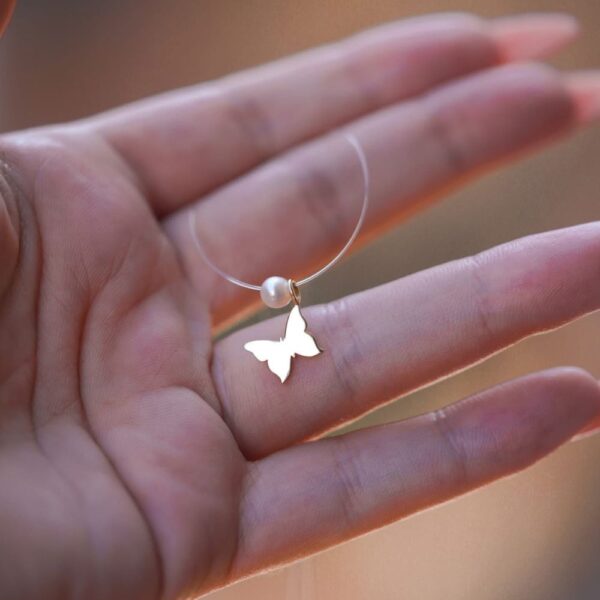Κολιέ με πεταλούδα και πέρλα