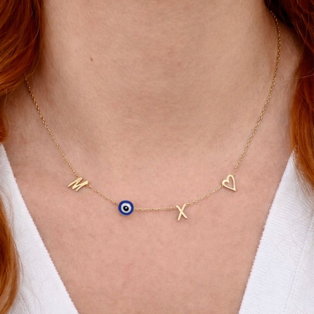 Κολιέ με δικά σας αρχικά και μάτι 🧿 (1)